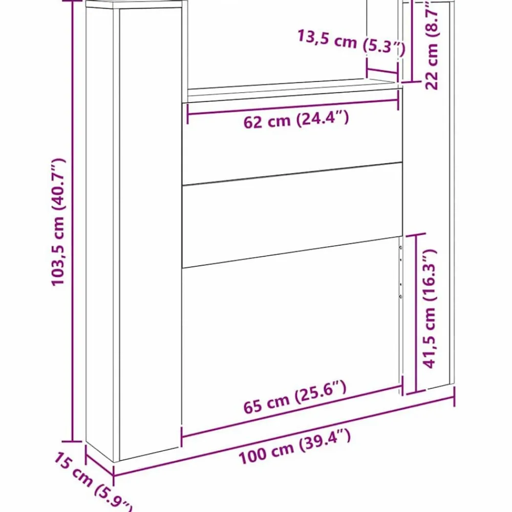 vidaXL Camas Y Accesorios-Cabecero Madera vieja 100 x 15 x 103,5 cm Madera de ingeniería