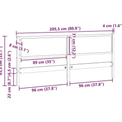 vidaXL Camas Y Accesorios-Cabecero Otro Marrón 200 cm Madera maciza de pino