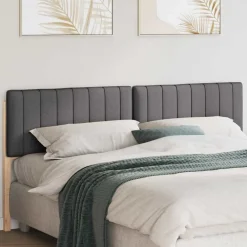 vidaXL Cabecero tapizado con cabecera Marrón y gris oscuro 200 cm Negro y gris oscuro
