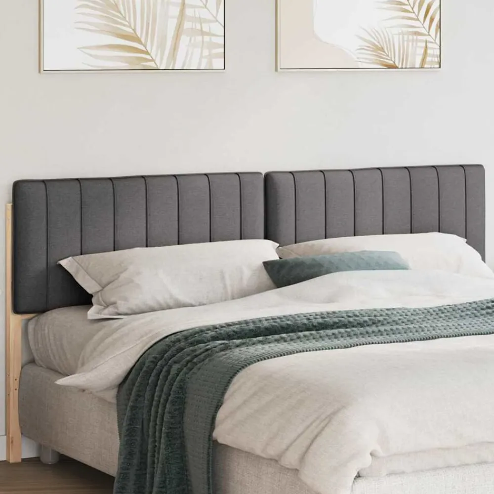 vidaXL Cabecero tapizado con cabecera Marrón y gris oscuro 200 cm Negro y gris oscuro