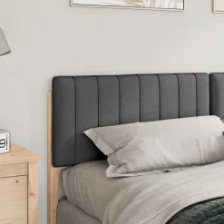 vidaXL Cabecero tapizado con cabecera Marrón y gris oscuro 200 cm Negro y gris oscuro