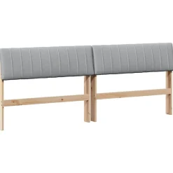 vidaXL Cabecero tapizado Gris Claro 200 cm Madera de pino macizo Marrón y gris claro Outlet