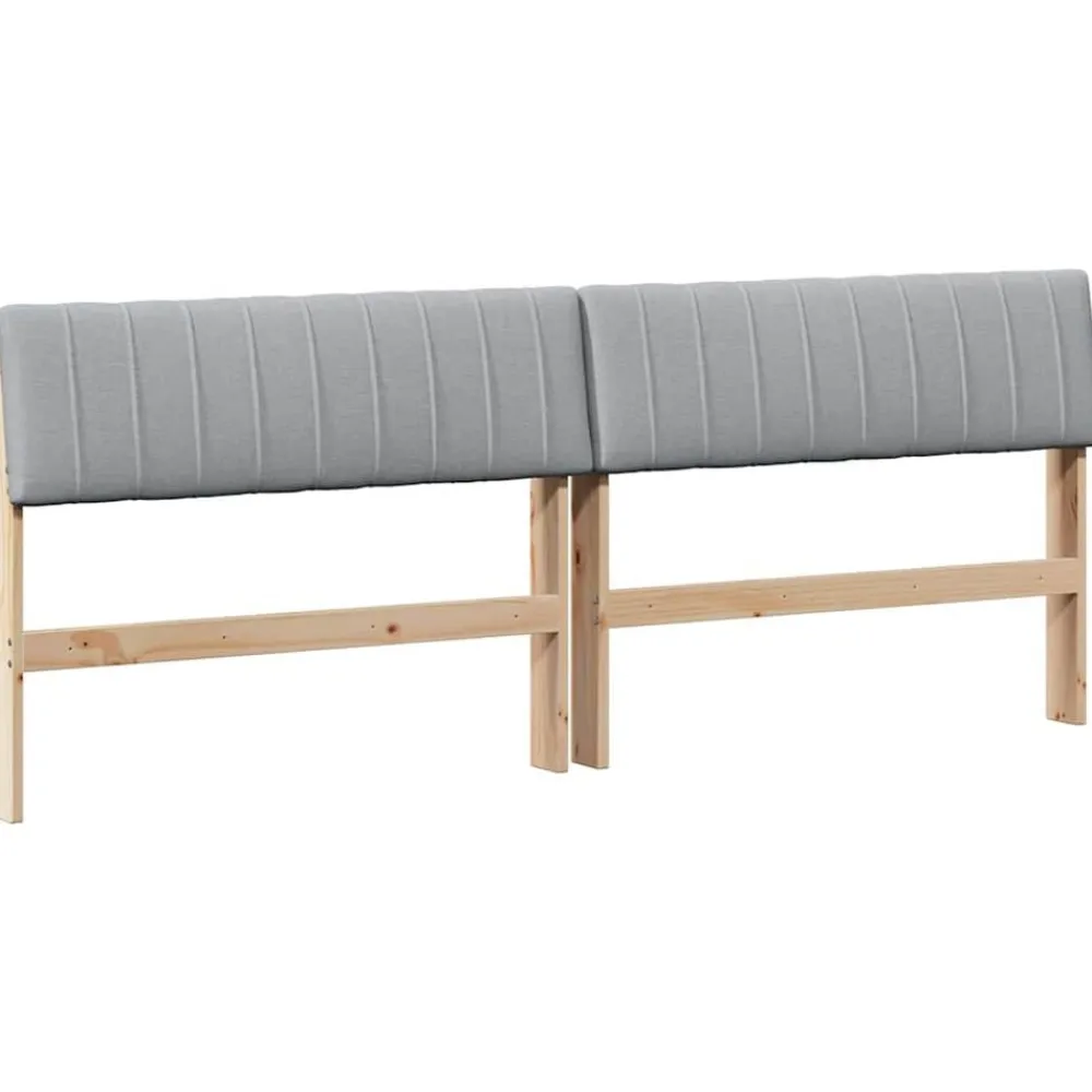vidaXL Cabecero tapizado Gris Claro 200 cm Madera de pino macizo Marrón y gris claro Outlet