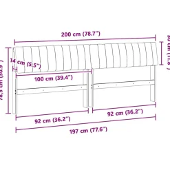 vidaXL Cabecero tapizado Gris Claro 200 cm Madera de pino macizo Marrón y gris claro Outlet