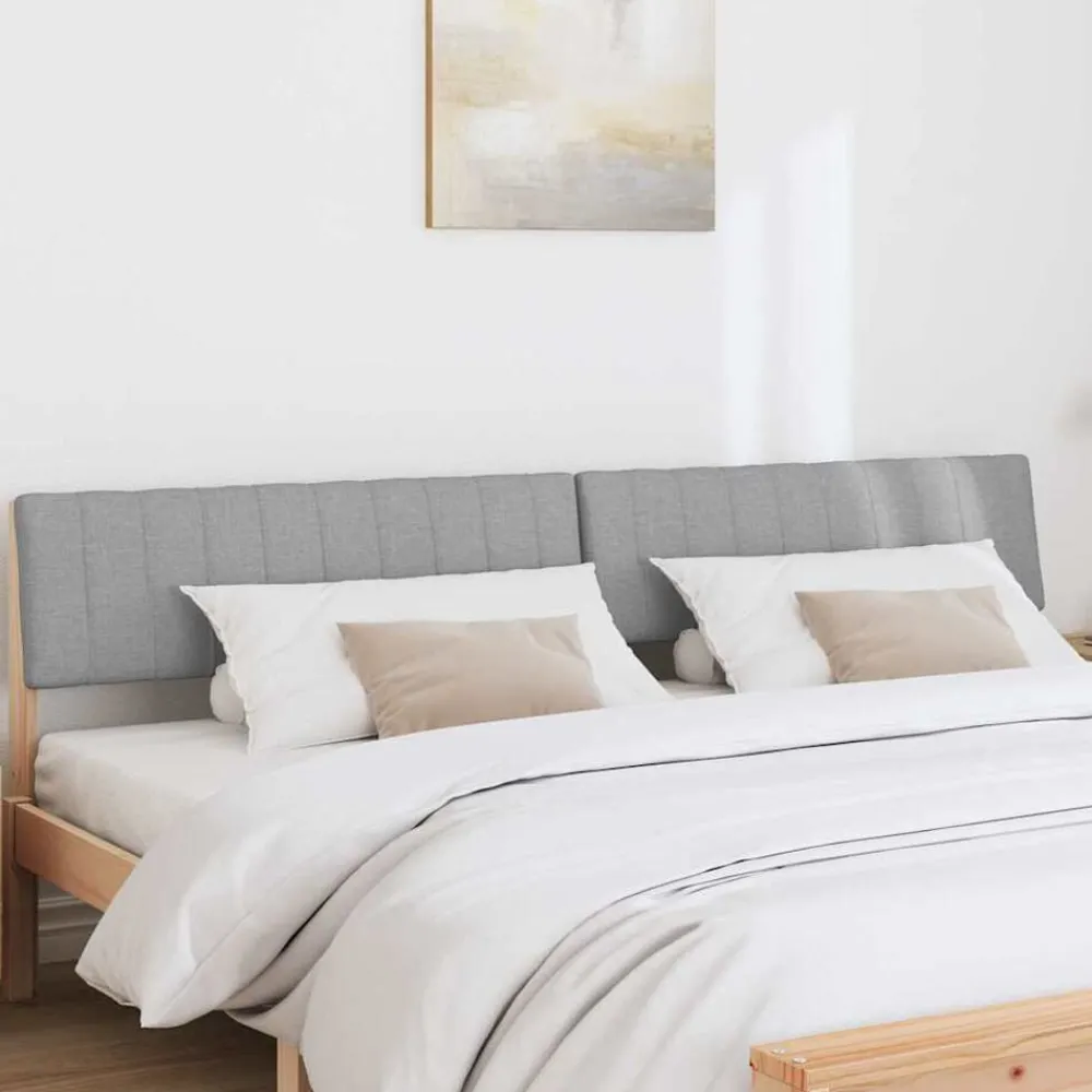 vidaXL Cabecero tapizado Gris Claro 200 cm Madera de pino macizo Marrón y gris claro Outlet