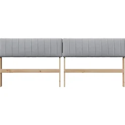 vidaXL Cabecero tapizado Gris Claro 200 cm Madera de pino macizo Marrón y gris claro Outlet
