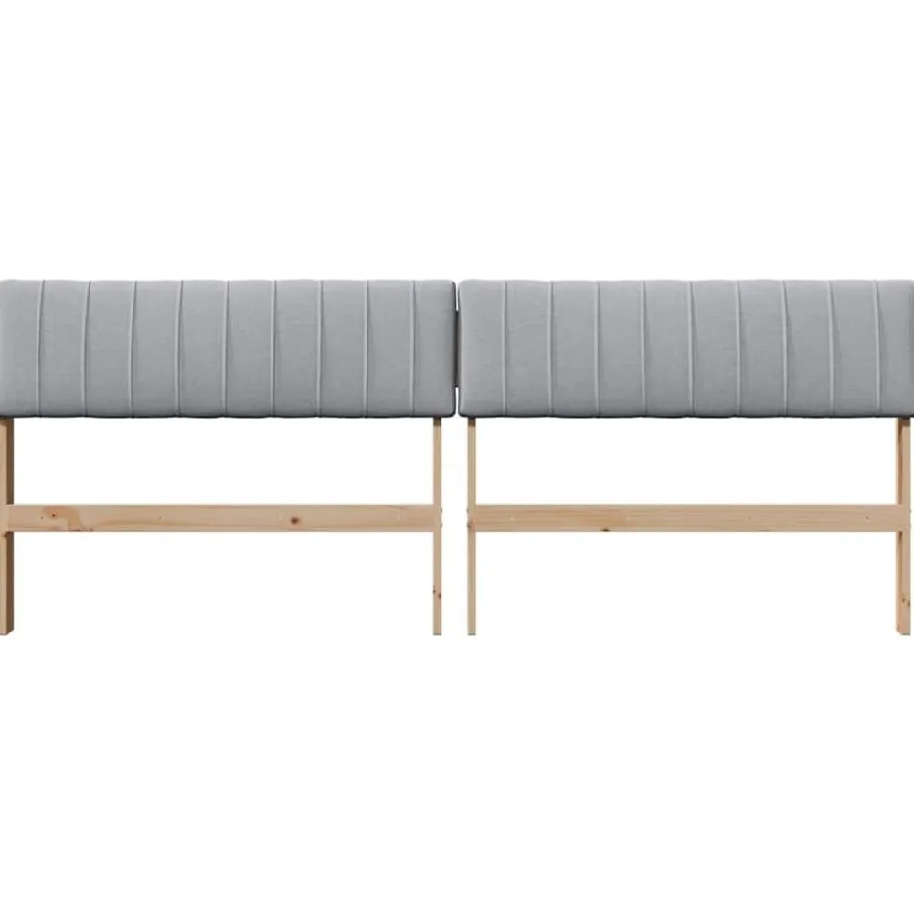 vidaXL Cabecero tapizado Gris Claro 200 cm Madera de pino macizo Marrón y gris claro Outlet