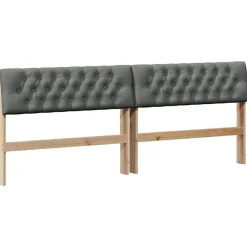 vidaXL Cabecero tapizado Gris oscuro 200 cm Madera de pino macizo Negro y gris oscuro Sale