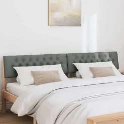 vidaXL Cabecero tapizado Gris oscuro 200 cm Madera de pino macizo Negro y gris oscuro Sale