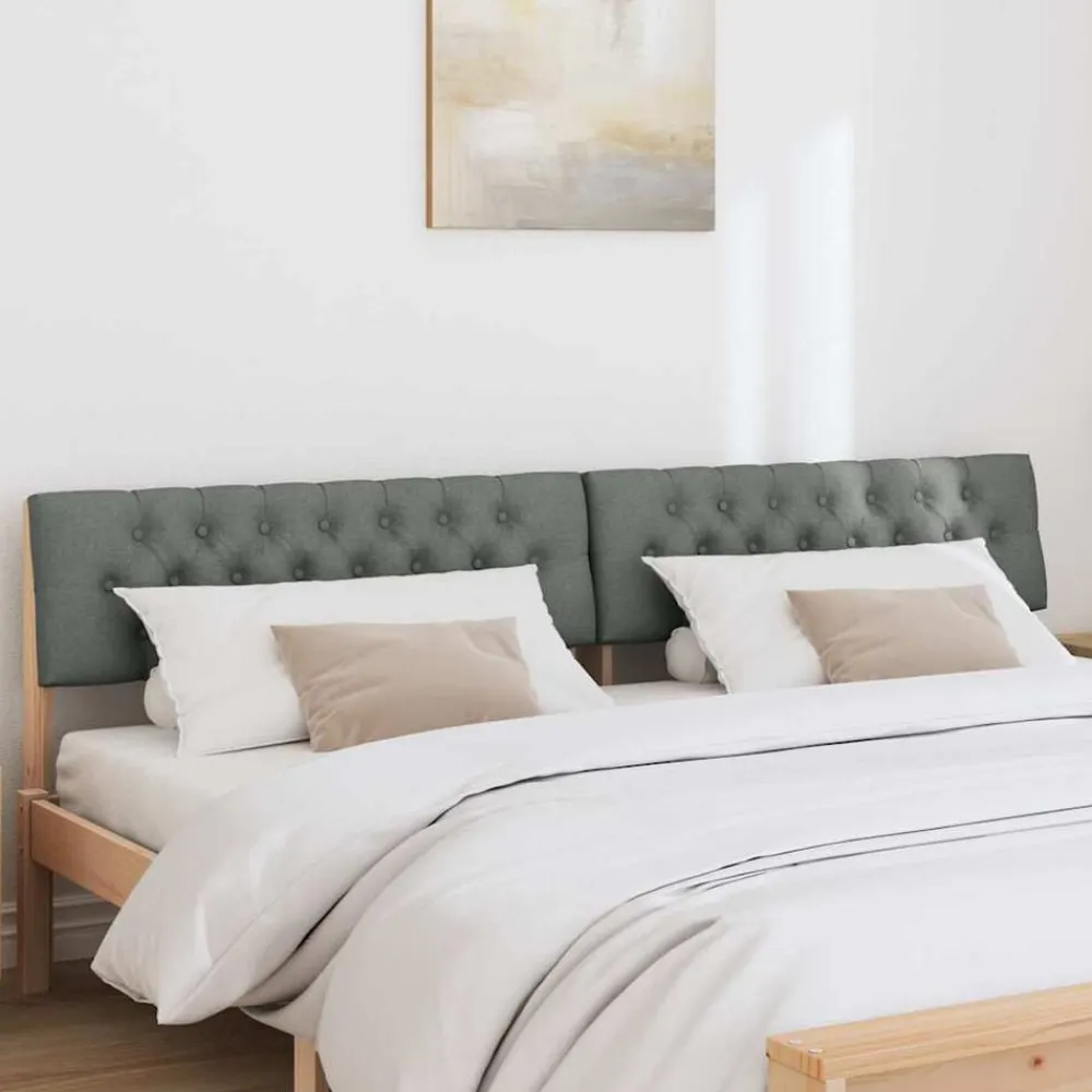 vidaXL Cabecero tapizado Gris oscuro 200 cm Madera de pino macizo Negro y gris oscuro Sale