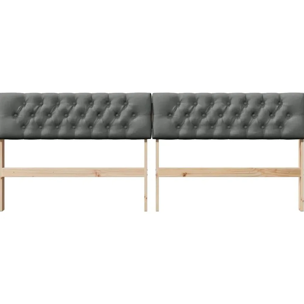 vidaXL Cabecero tapizado Gris oscuro 200 cm Madera de pino macizo Negro y gris oscuro Sale