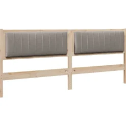 vidaXL Cabecero tapizado Marrón 200 cm Madera de pino macizo Marrón y taupe