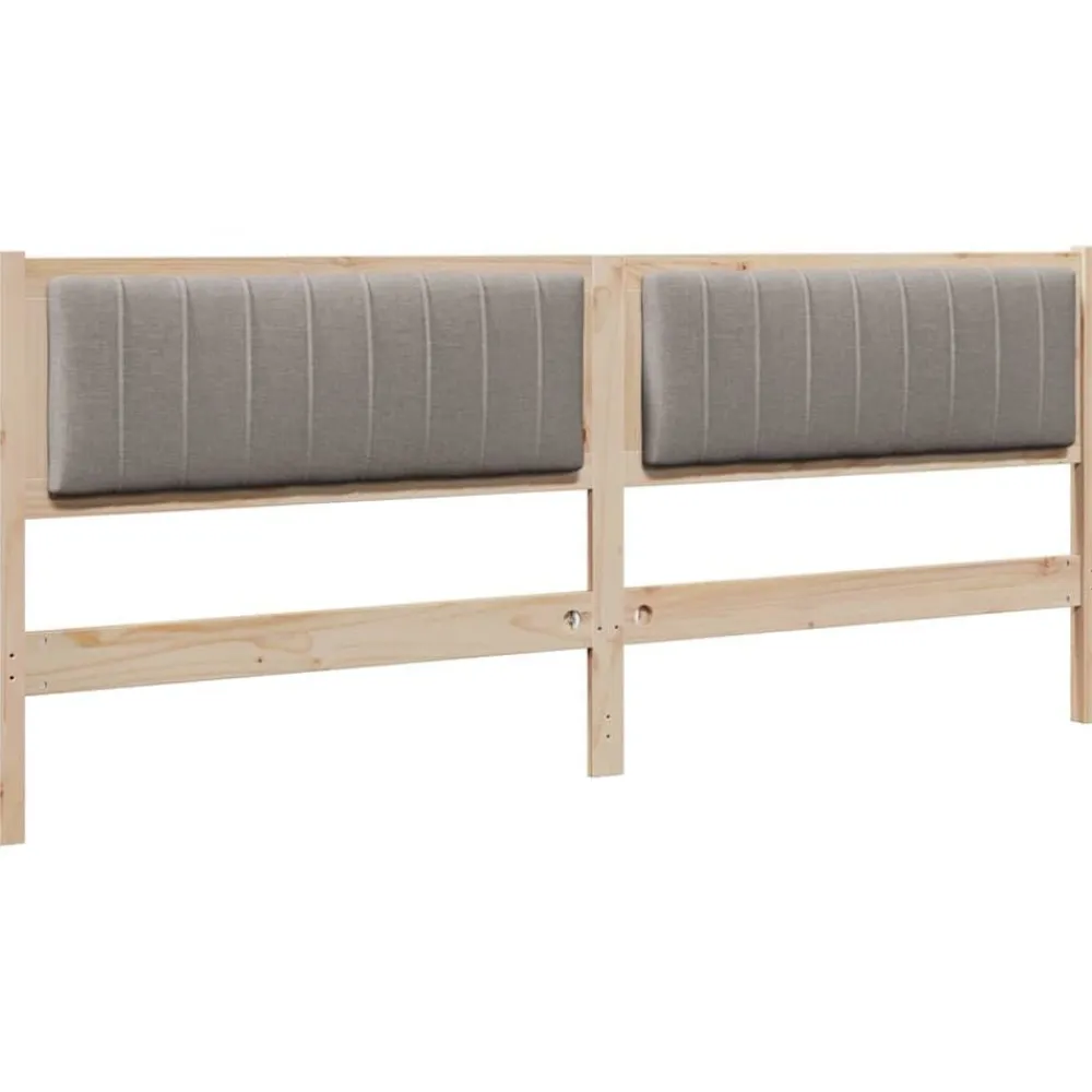 vidaXL Cabecero tapizado Marrón 200 cm Madera de pino macizo Marrón y taupe