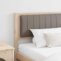 vidaXL Cabecero tapizado Marrón 200 cm Madera de pino macizo Marr&oacute;n y taupe