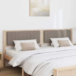 vidaXL Cabecero tapizado Marrón 200 cm Madera de pino macizo Marrón y taupe