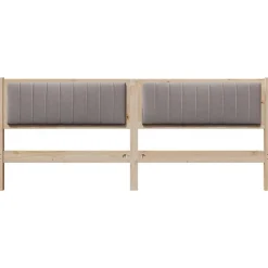 vidaXL Cabecero tapizado Marrón 200 cm Madera de pino macizo Marrón y taupe