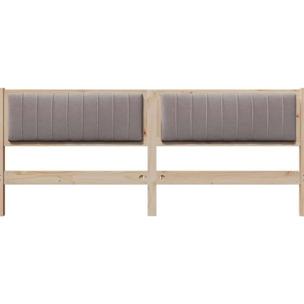 vidaXL Cabecero tapizado Marrón 200 cm Madera de pino macizo Marrón y taupe