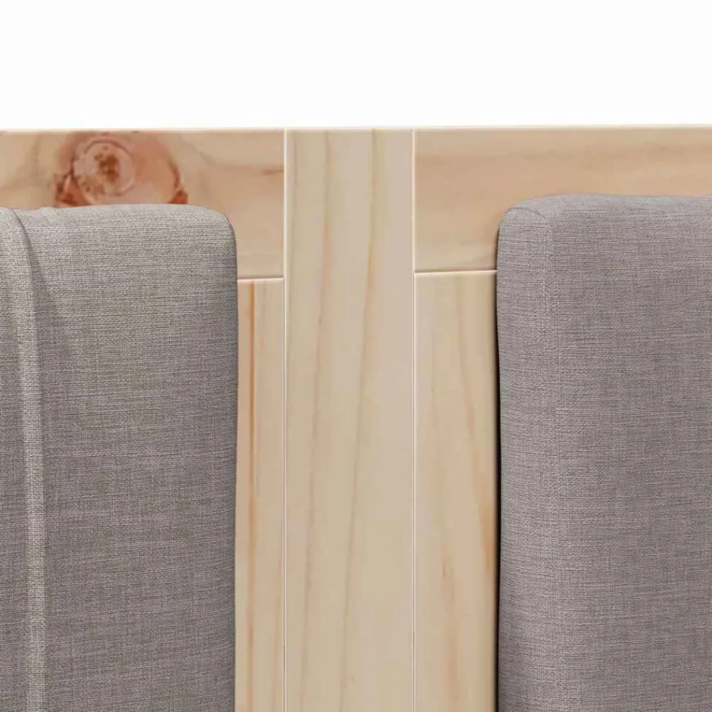 vidaXL Cabecero tapizado Marrón 200 cm Madera de pino macizo Marrón y taupe
