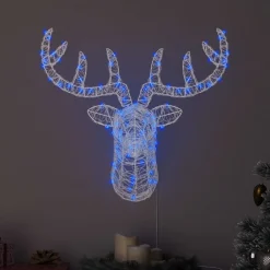 vidaXL Cabeza de Reno con 140 LED 68 x 36,5 x 62,5 cm Acrílico Azul Sale
