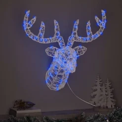 vidaXL Cabeza de Reno con 140 LED 68 x 36,5 x 62,5 cm Acrílico Azul Sale