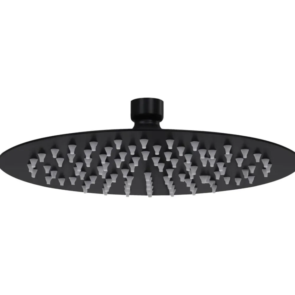 vidaXL Cabezal de ducha efecto lluvia acero inox redondo 20 cm Negro Hot