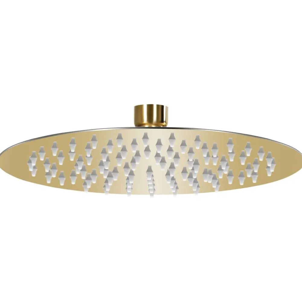 vidaXL Cabezal de ducha redondo efecto lluvia acero inox 20 cm Dorado Outlet