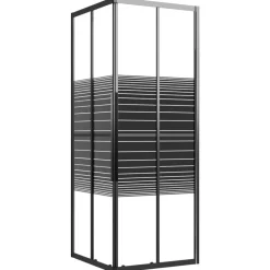 vidaXL Cabina de ducha a rayas ESG negra 80x80x180 cm Clearance