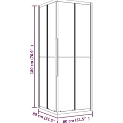 vidaXL Cabina de ducha a rayas ESG negra 80x80x180 cm Clearance