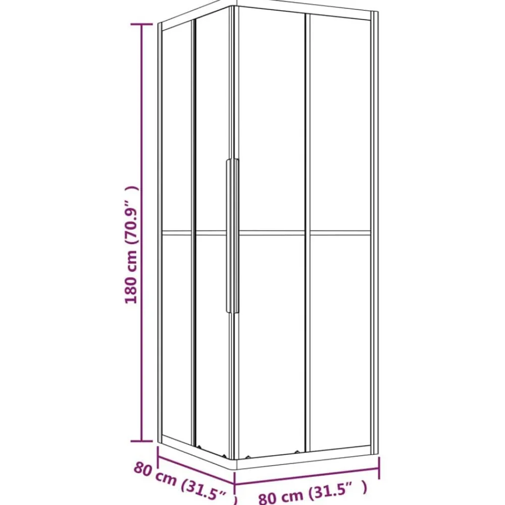 vidaXL Cabina de ducha a rayas ESG negra 80x80x180 cm Clearance