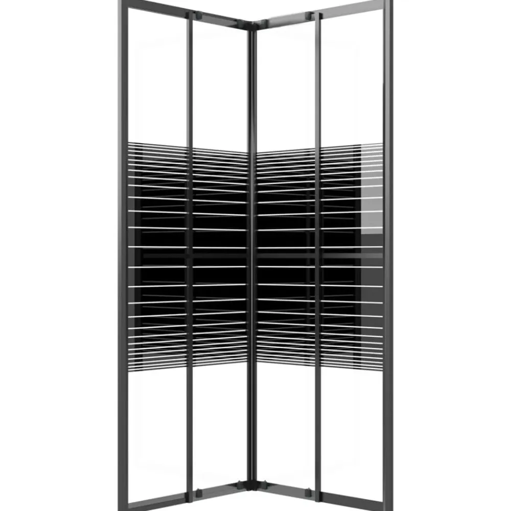 vidaXL Cabina de ducha a rayas ESG negra 80x80x180 cm Clearance