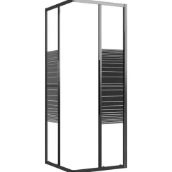 vidaXL Cabina de ducha a rayas ESG negra 80x80x180 cm Clearance