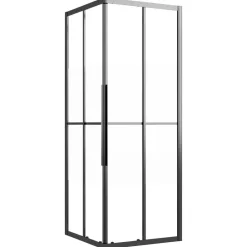 vidaXL Cabina de ducha ESG semiesmerilado negro 80x80x180 cm