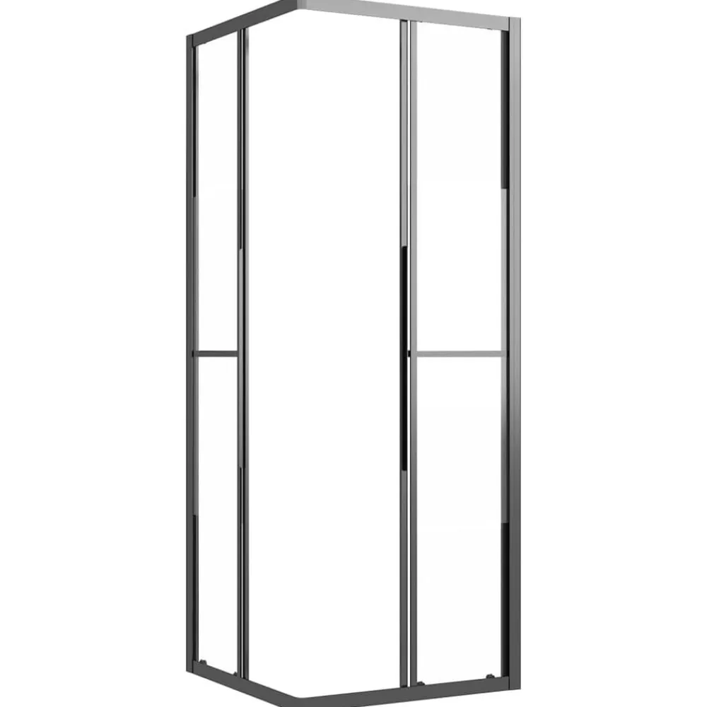 vidaXL Cabina de ducha ESG semiesmerilado negro 80x80x180 cm