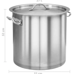 vidaXL Cacerola de acero inoxidable 26 L 32x32 cm