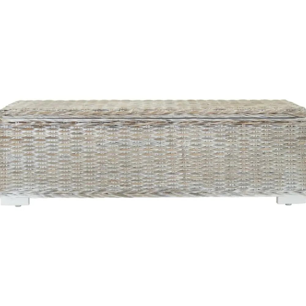 vidaXL Caja almacenaje madera caoba y ratán Kubu natural 110 cm Blanco Online