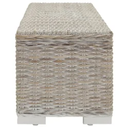 vidaXL Caja almacenaje madera caoba y ratán Kubu natural 110 cm Blanco Online