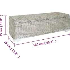 vidaXL Caja almacenaje madera caoba y ratán Kubu natural 110 cm Blanco Online