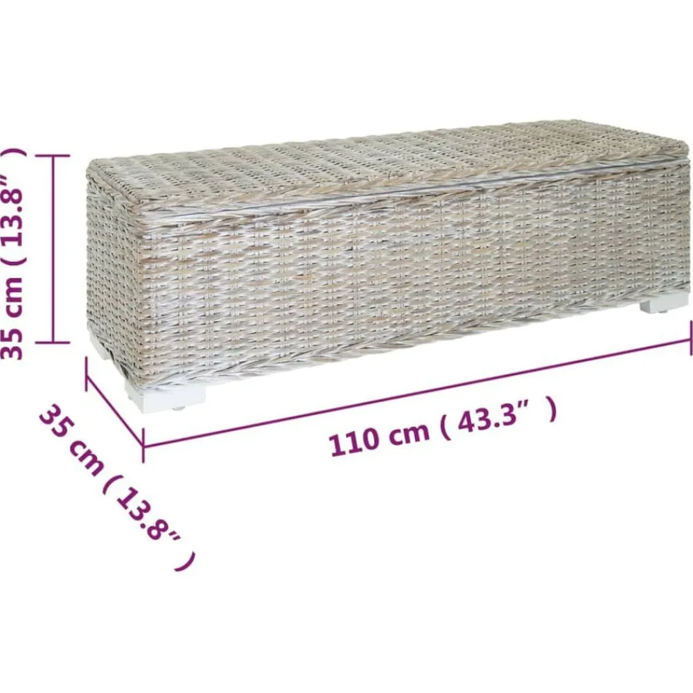 vidaXL Caja almacenaje madera caoba y ratán Kubu natural 110 cm Blanco Online