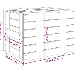 vidaXL Productos Del Hogar-Caja almacenaje madera maciza pino marrón miel 58x40,5x42 cm