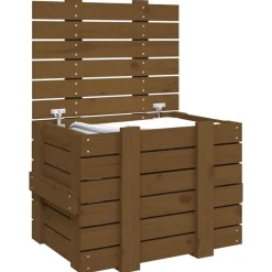 vidaXL Productos Del Hogar-Caja almacenaje madera maciza pino marrón miel 58x40,5x42 cm