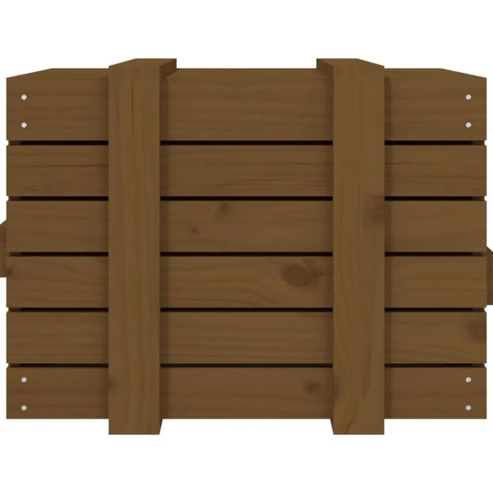 vidaXL Productos Del Hogar-Caja almacenaje madera maciza pino marrón miel 58x40,5x42 cm
