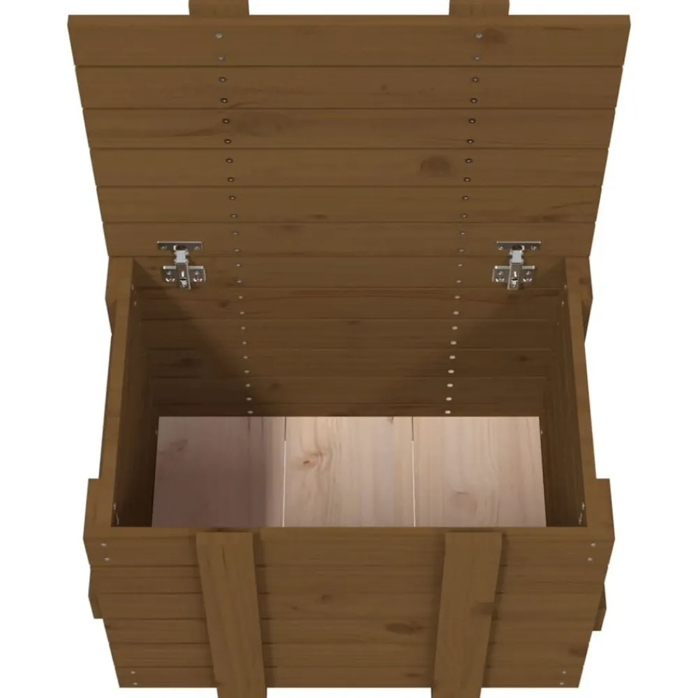 vidaXL Productos Del Hogar-Caja almacenaje madera maciza pino marrón miel 58x40,5x42 cm