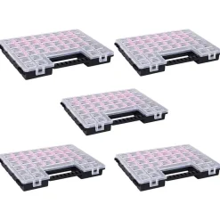 vidaXL Accesorios De Bricolaje-Caja compartimentos 5 uds divisores plástico 385x283x50 mm