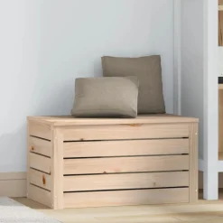 vidaXL Caja de almacenaje madera maciza de pino 59,5x36,5x33 cm Natural Hot