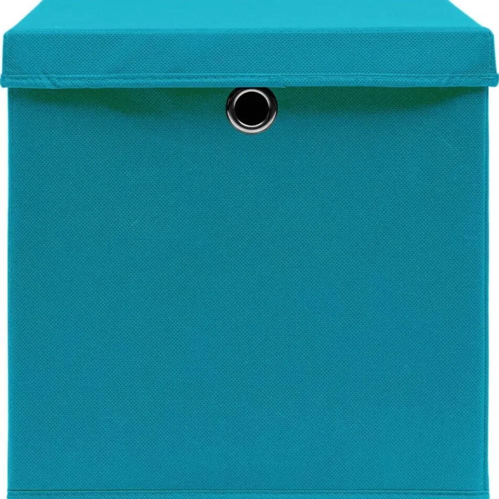 vidaXL Productos Del Hogar-Caja de almacenaje con tapa 4 uds tela azul celeste 32x32x32 cm