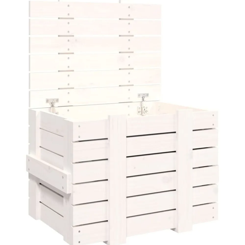 vidaXL Productos Del Hogar-Caja de almacenaje madera maciza de pino blanca 58x40,5x42 cm