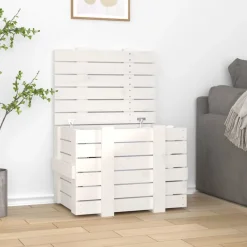 vidaXL Productos Del Hogar-Caja de almacenaje madera maciza de pino blanca 58x40,5x42 cm
