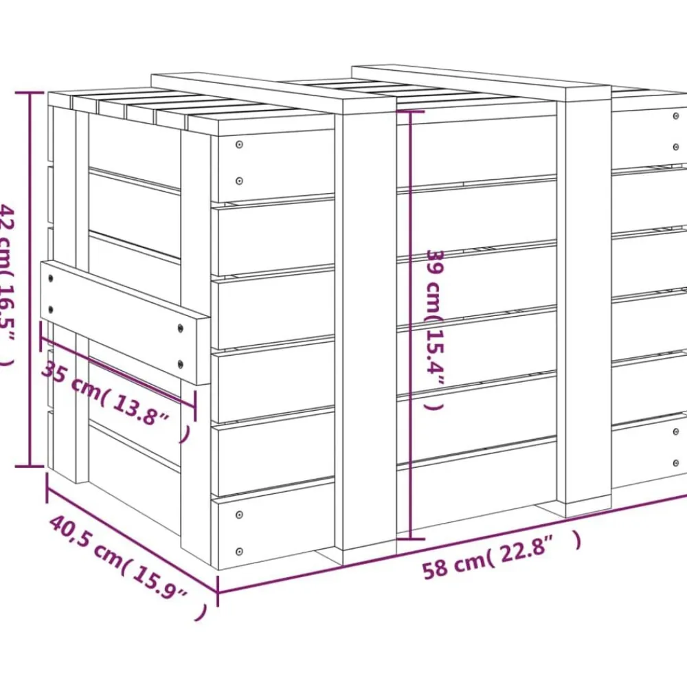 vidaXL Productos Del Hogar-Caja de almacenaje madera maciza de pino blanca 58x40,5x42 cm