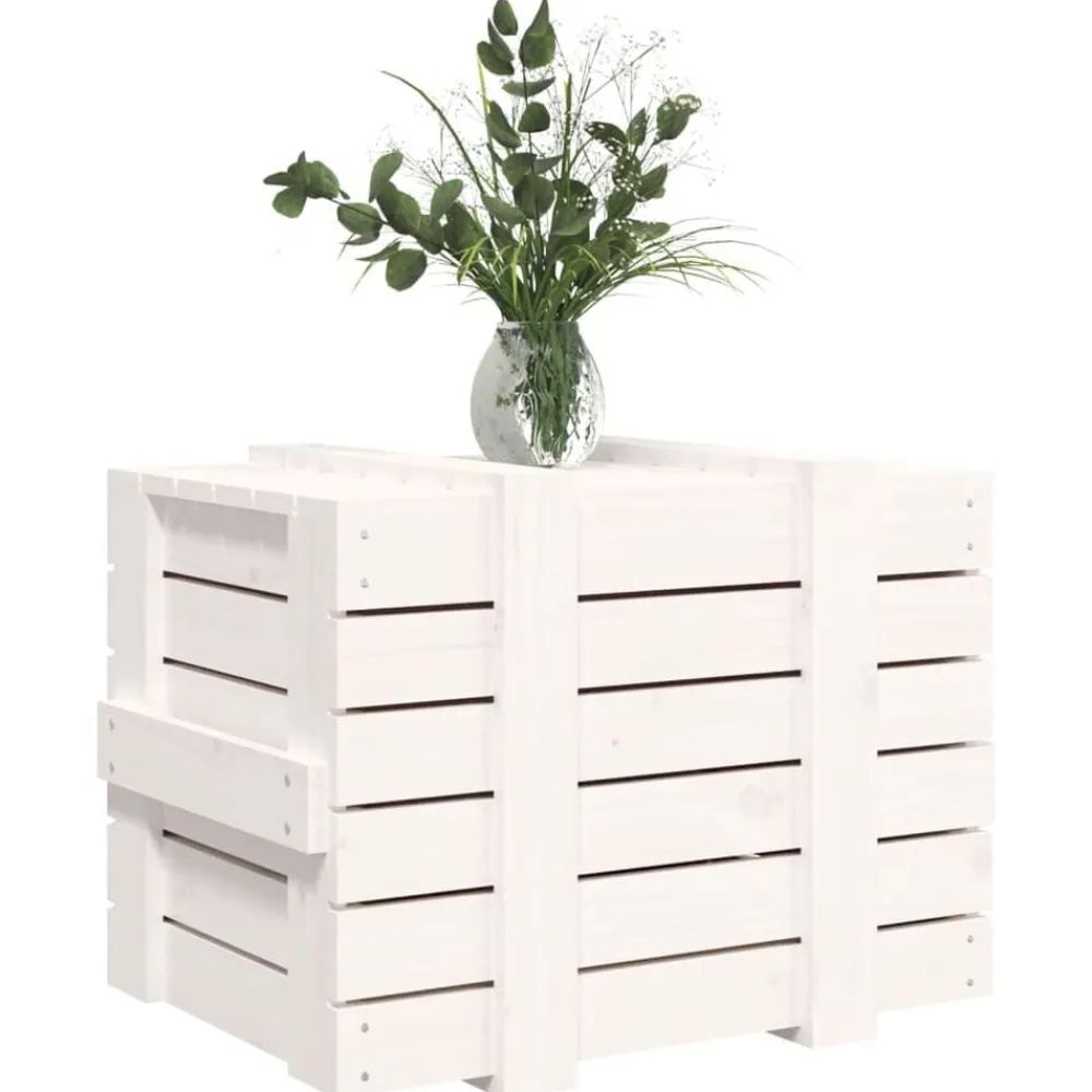 vidaXL Productos Del Hogar-Caja de almacenaje madera maciza de pino blanca 58x40,5x42 cm