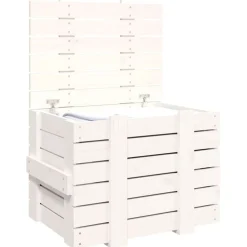 vidaXL Productos Del Hogar-Caja de almacenaje madera maciza de pino blanca 58x40,5x42 cm